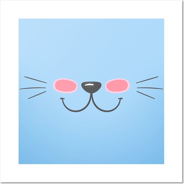 Cute Animal Face - Bunny Rabbit Blue Wall Art by Briansmith84